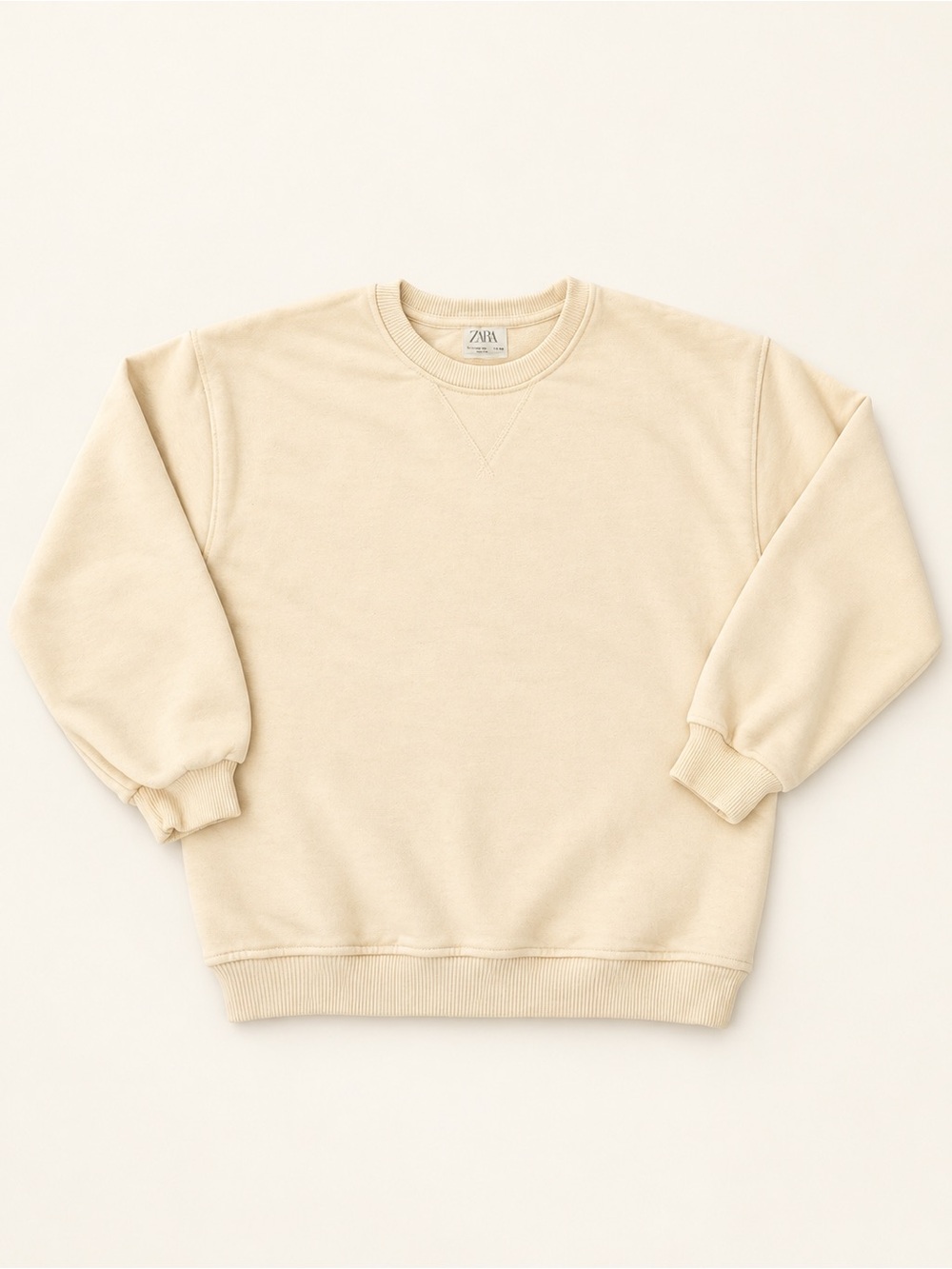 ZARA Cream Crewneck Pullover Sweatshirt